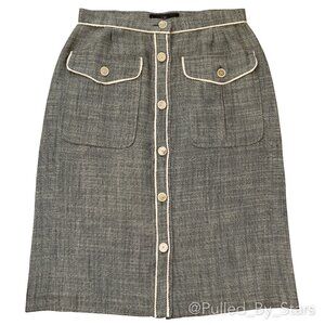 CAROLINA HERRERA Linen & Silk Blend Button-Front Pencil Skirt - EUC - Size 8